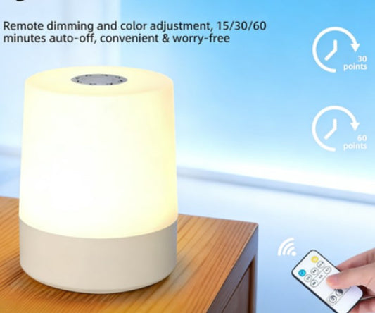 Portable Cordless LED Table Lamp - USB Rechargeable Touch Sensor Night Light with Remote, 3-Color Changing Bedside Lamp for Travel & Home