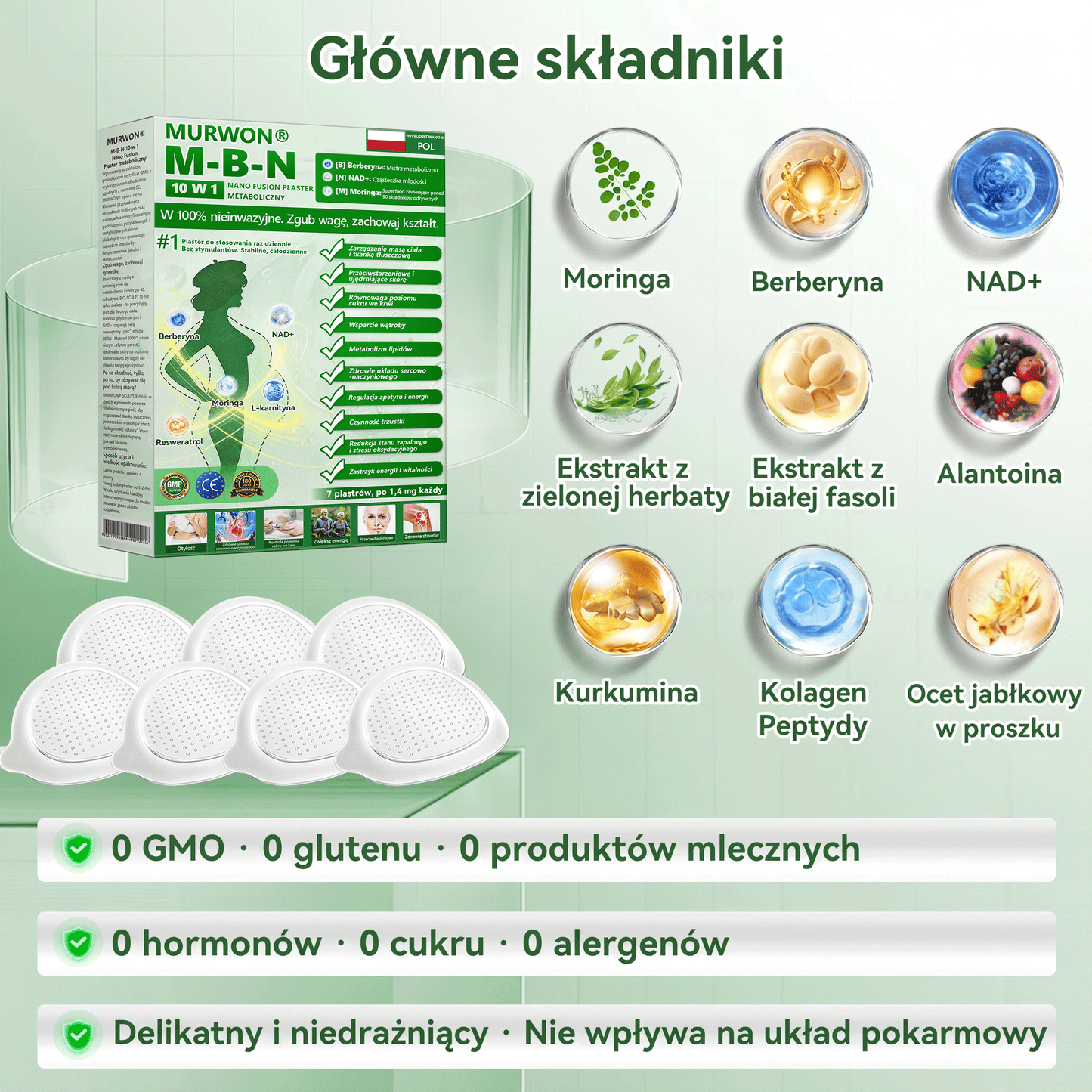 Oficjalny sklep| 👩‍⚕️M𝘜𝗥𝖶𝑶𝑁® MORINGA Z BERBERYNA 10W1 Zaawansowany Nano-Mikroigłowy Plaster (Stosować raz na dobę, zauważalne efekty w ciągu 7 dni) ✅ Otyłość, cukrzyca, bezdech senny oraz schorzenia stawó