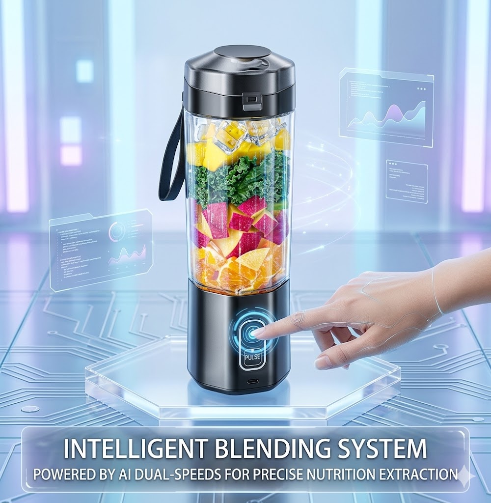 700ml Large Capacity Portable Electric Juice Maker - High-Speed 6-Blade Personal Blender - Rechargeable Fruit Mixer Cup for Protein Shakes & Smoothies