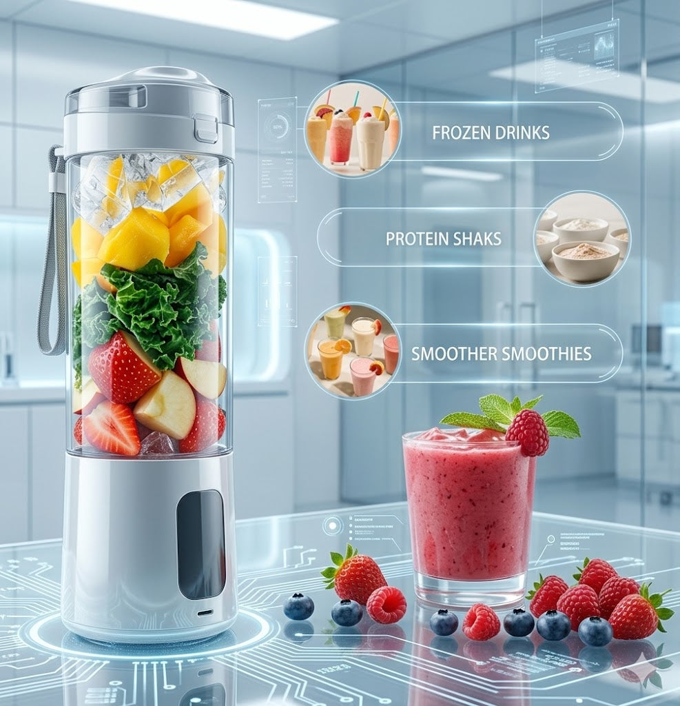 700ml Large Capacity Portable Electric Juice Maker - High-Speed 6-Blade Personal Blender - Rechargeable Fruit Mixer Cup for Protein Shakes & Smoothies
