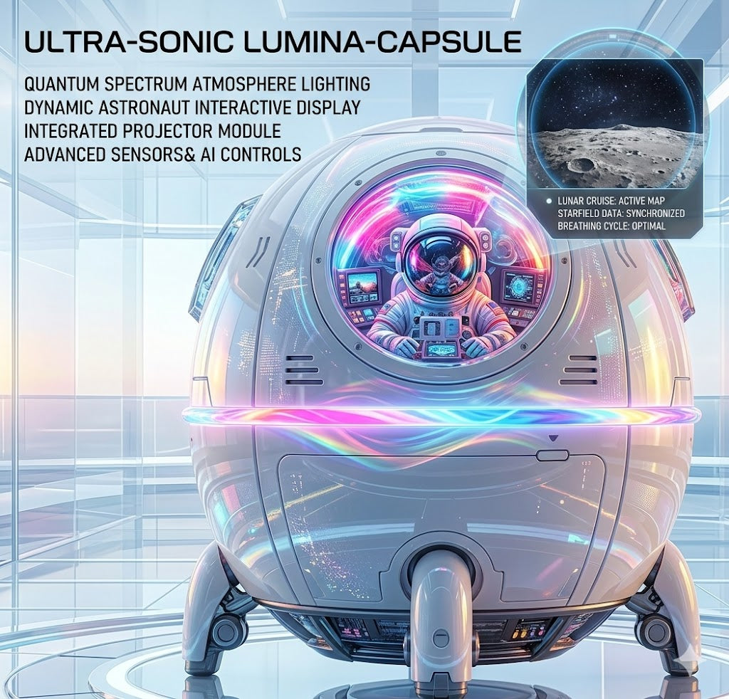 Creative Astronaut Air Humidifier 220ml - Portable USB Space Capsule Cool Mist Maker - Silent Ultrasonic Diffuser with Colorful LED Night Light for Home & Office