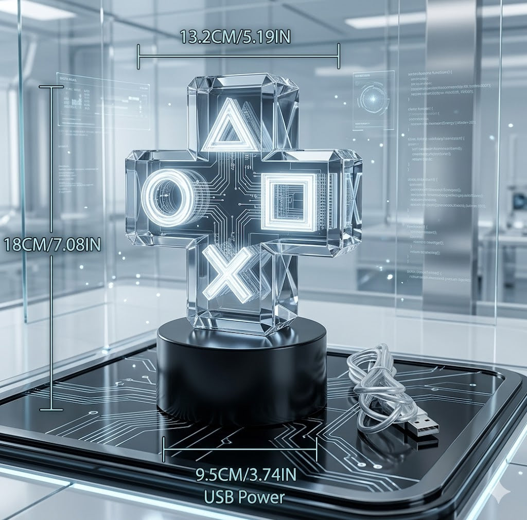 Esports Gaming Experience 3D Lamp - Dynamic RGB Cross Button Night Light - Optical Illusion LED Decor for PC Setup & Gamer Cave Ambiance