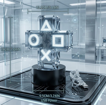 Esports Gaming Experience 3D Lamp - Dynamic RGB Cross Button Night Light - Optical Illusion LED Decor for PC Setup & Gamer Cave Ambiance