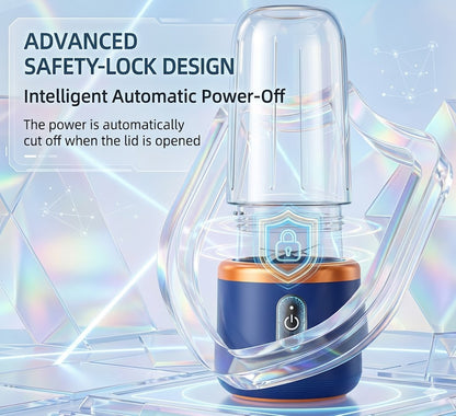 High-Speed Double Cup Electric Juicer - Portable USB Fruit Mixer & Baby Food Maker - Cordless Personal Blender for Fresh Juice, Protein Shakes and Smoothies