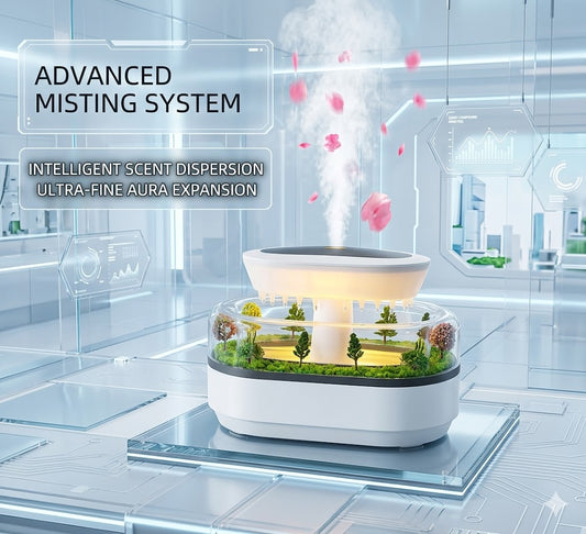 Raindrop Air Humidifier with Rain Sound White Noise - 7-Color LED Mushroom Cloud Essential Oil Diffuser - Ultrasonic Fragrance Mist Maker for Sleep & Relaxation